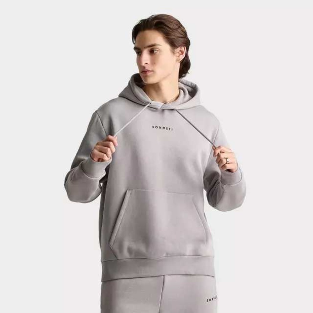 Sonneti Mens Essential Hoodie Formal Grey Minimalist Logo Pullover - Large